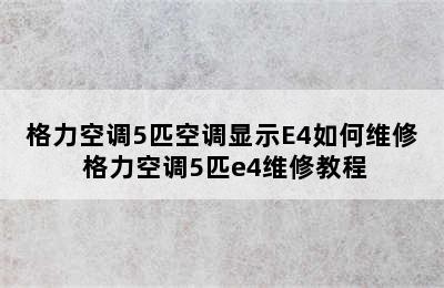 格力空调5匹空调显示E4如何维修 格力空调5匹e4维修教程